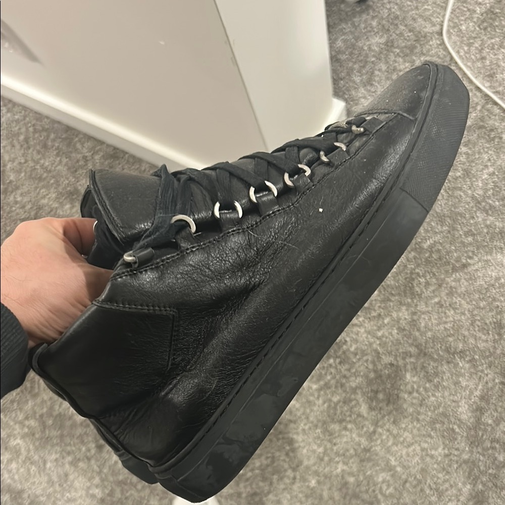 Balenciaga Black High-Top Sneakers with Suede Finish